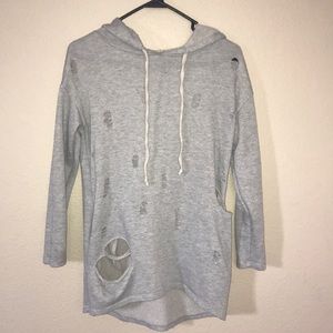 Grey distressed hoodie